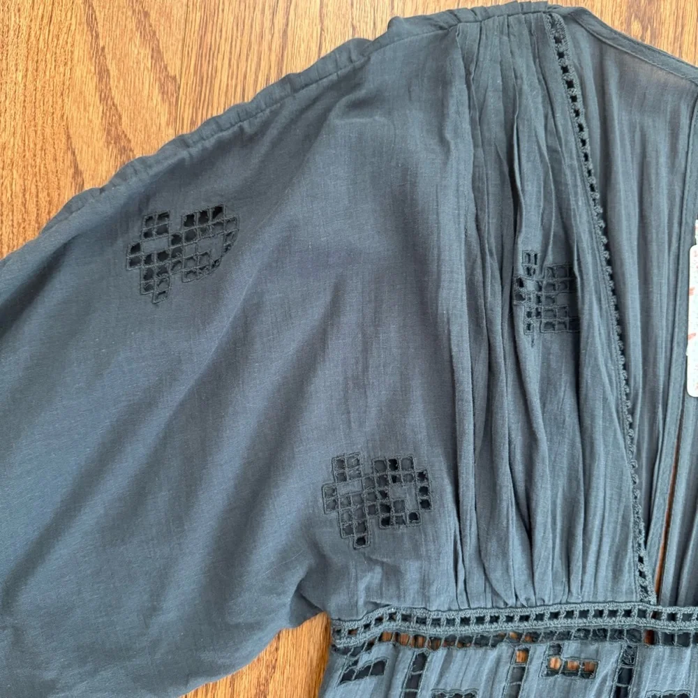 NWT Free People Tea Time Embroidered Dress in Charcoal size 4 - Picture 4 of 16